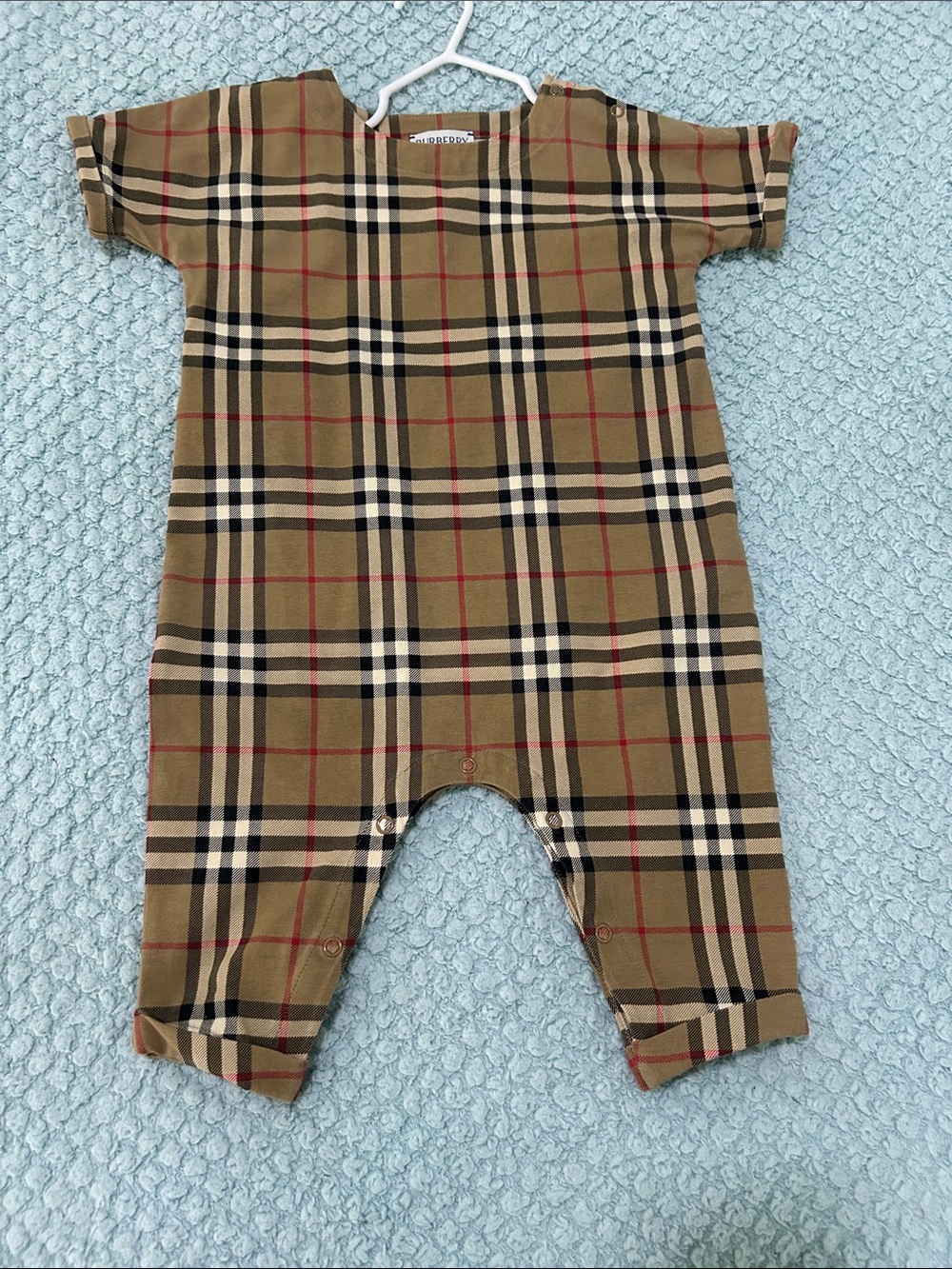 Burberry Tan Plaid Baby One-Piece Romper